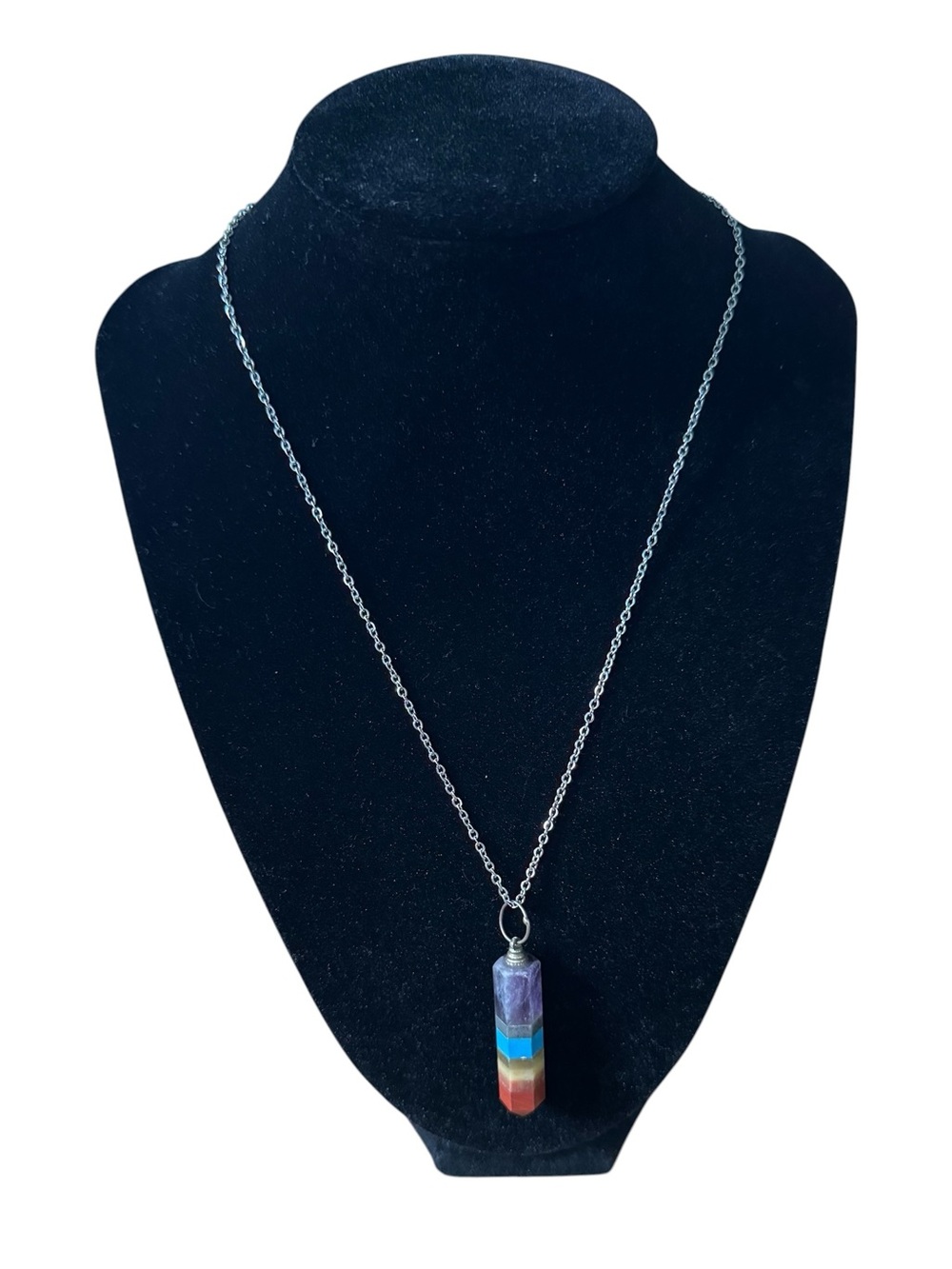 Vintage Multi-Color Chakra Stone Pendant Necklace